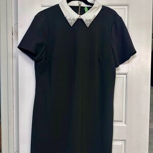 Tommy Hilfiger Black Midi Dress with White Embellished Collar